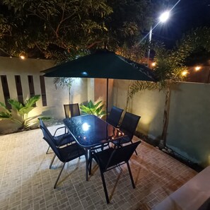 Outdoor dining - 3 Bedroom Villa near the beach in Seafront Residences, Laiya, San Juan, Batangas (San Juan)