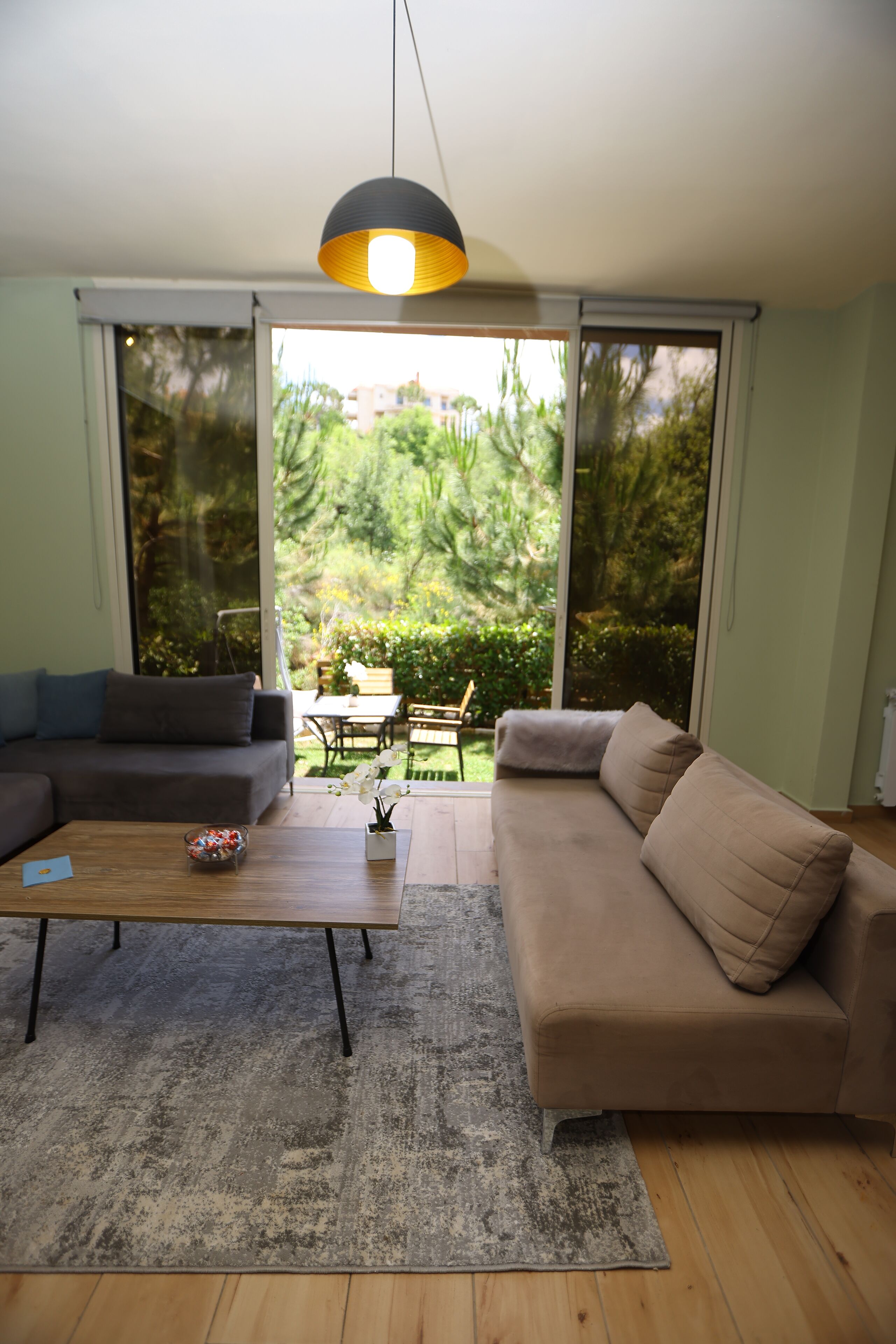 Luxe chalet, uitzicht op tuin | Woonruimte