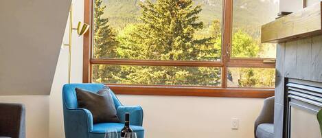 テレビ、暖炉、書庫、書斎 / ワークスペース