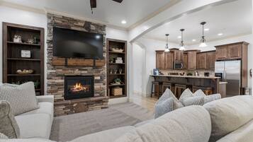 TV, fireplace