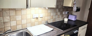 Fridge, microwave, oven, electric kettle