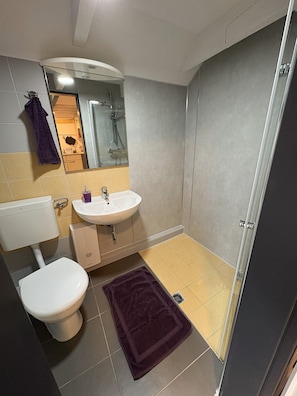 Dusche, Handtücher, Seife, Toilettenpapier