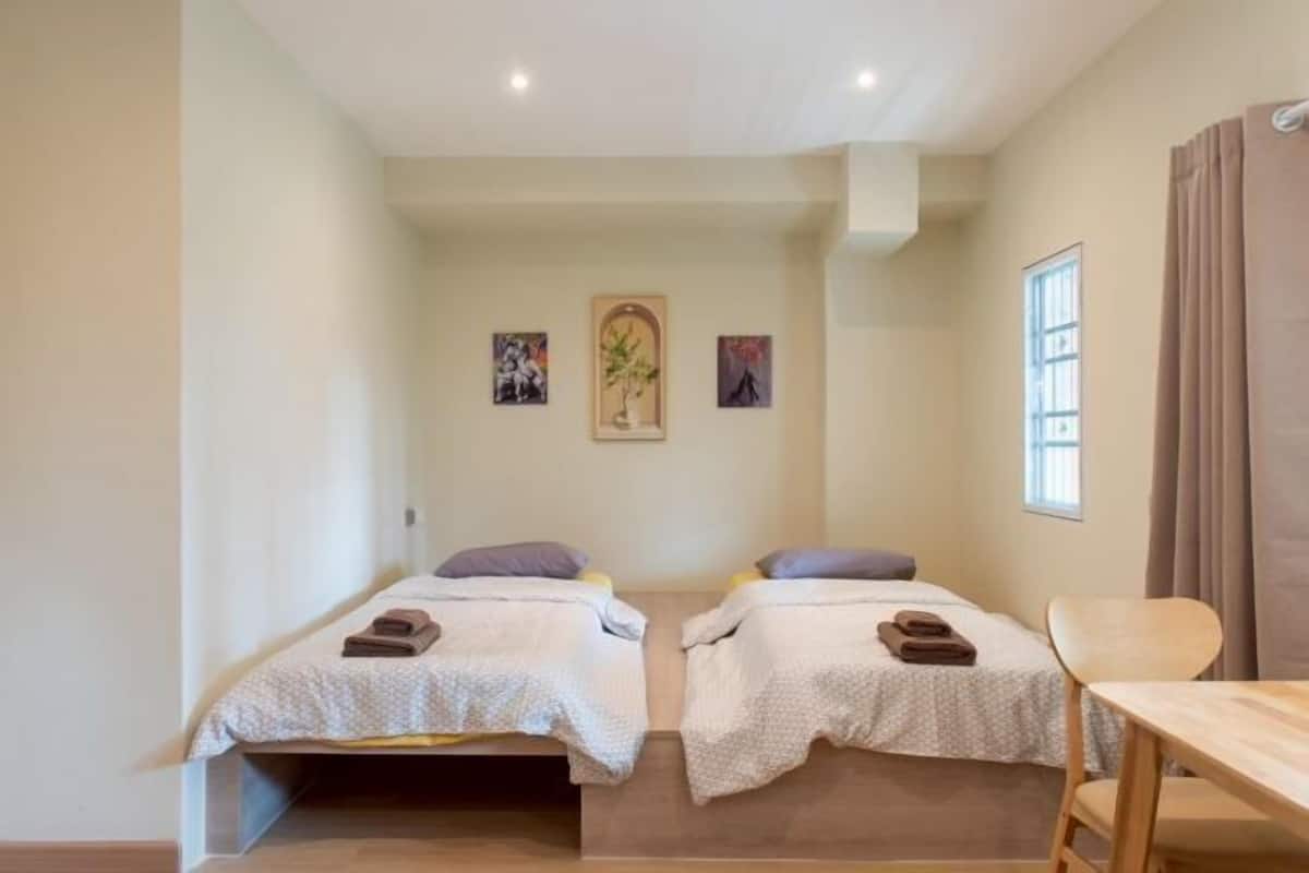 Desk, free WiFi, bed sheets