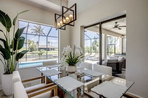 Dining - Exquisite 3 Bedroom/ 3 bath waterfront Villa with heated pool, guest suite, fishing poles (Cape Coral)