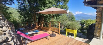 Recently renovated mountain dwelling***, terraces with lake, mountain and forest views.