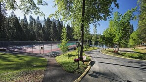 Un parc doté d’un court de tennis, de tables de pique-nique et d’un sentier pédestre.
