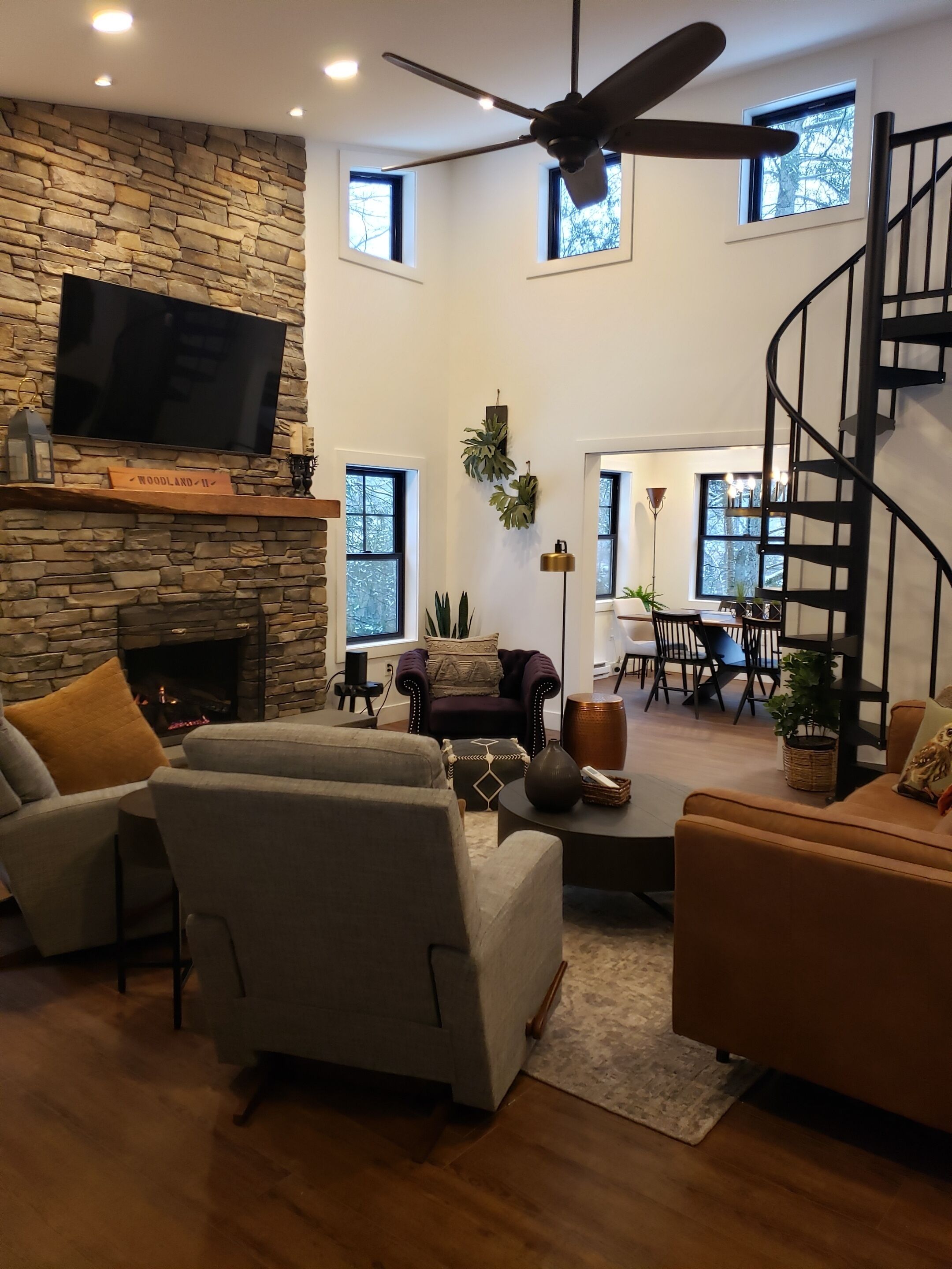 Remote controlled gas fireplace for cozy winter months