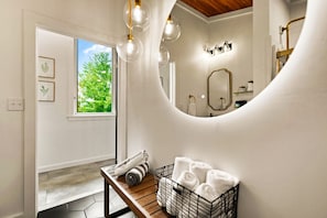Hair dryer, towels