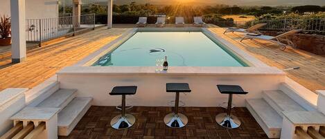 Outdoor pool, a heated pool