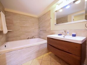 Hair dryer, towels, toilet paper