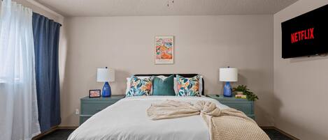 2 bedrooms, iron/ironing board, travel crib, free WiFi