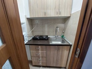 Deluxe Studio | Private kitchen | Mini-fridge, microwave, stovetop, cookware/dishes/utensils - Vasile Apartment studio  (Bucharest)
