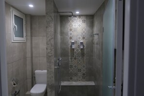 Eco-friendly toiletries, hair dryer, towels, soap