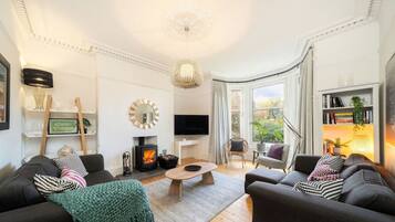 TV, fireplace