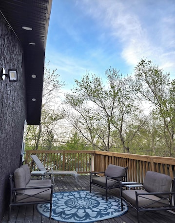 Terrace/patio. Beach Bliss. Family Home in Regina Beach that is pet friendly!