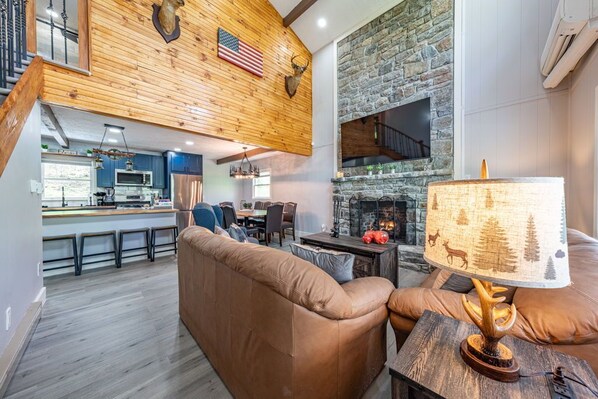 Smart TV, fireplace, video games, ping pong