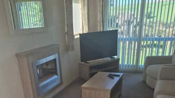 Televisión y chimenea