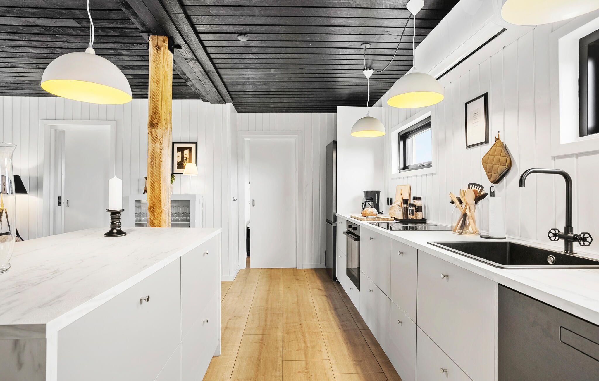 Coffee/tea maker, fridge, stovetop, dishwasher