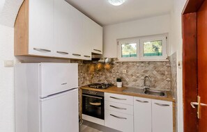 Fridge, oven, stovetop, coffee/tea maker