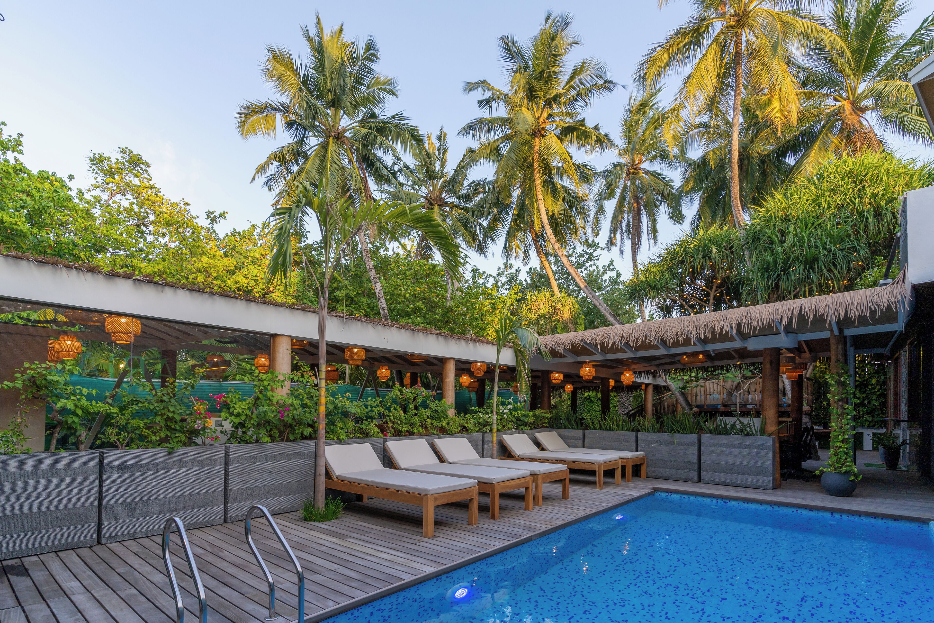 Outdoor pool, open 8:00 AM to 9:00 AM, sun loungers