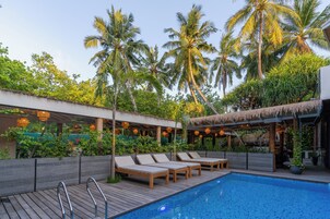 Outdoor pool, open 8:00 AM to 9:00 AM, sun loungers