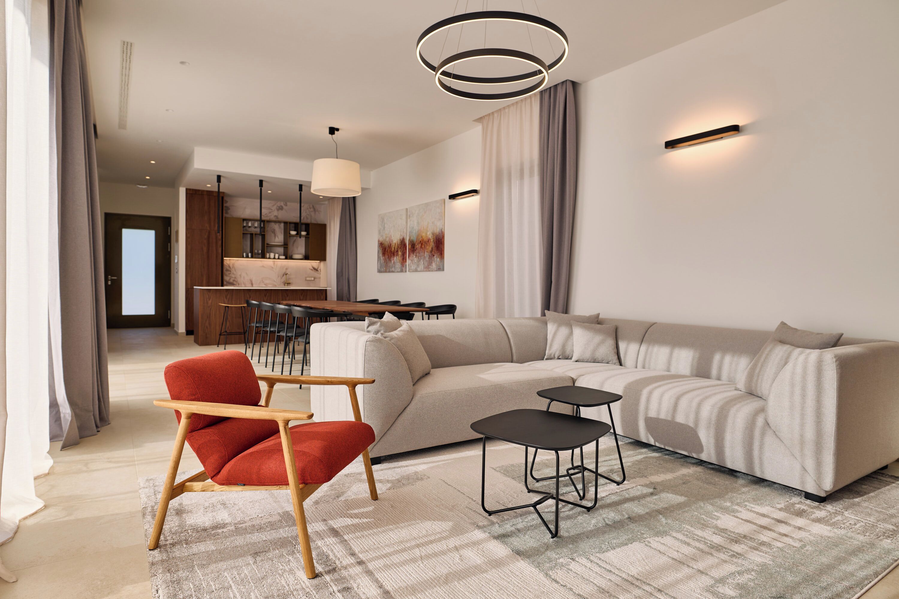 Villa, 4 Schlafzimmer, eigener Pool, Meerblick | Wohnzimmer | 110-cm-LCD-Fernseher mit Satellitenempfang