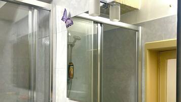 Hair dryer, bidet, towels, soap