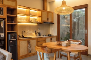Royal Villa, 1 Bedroom, Pool View | Private kitchenette | Full-size fridge, microwave, dishwasher, electric kettle