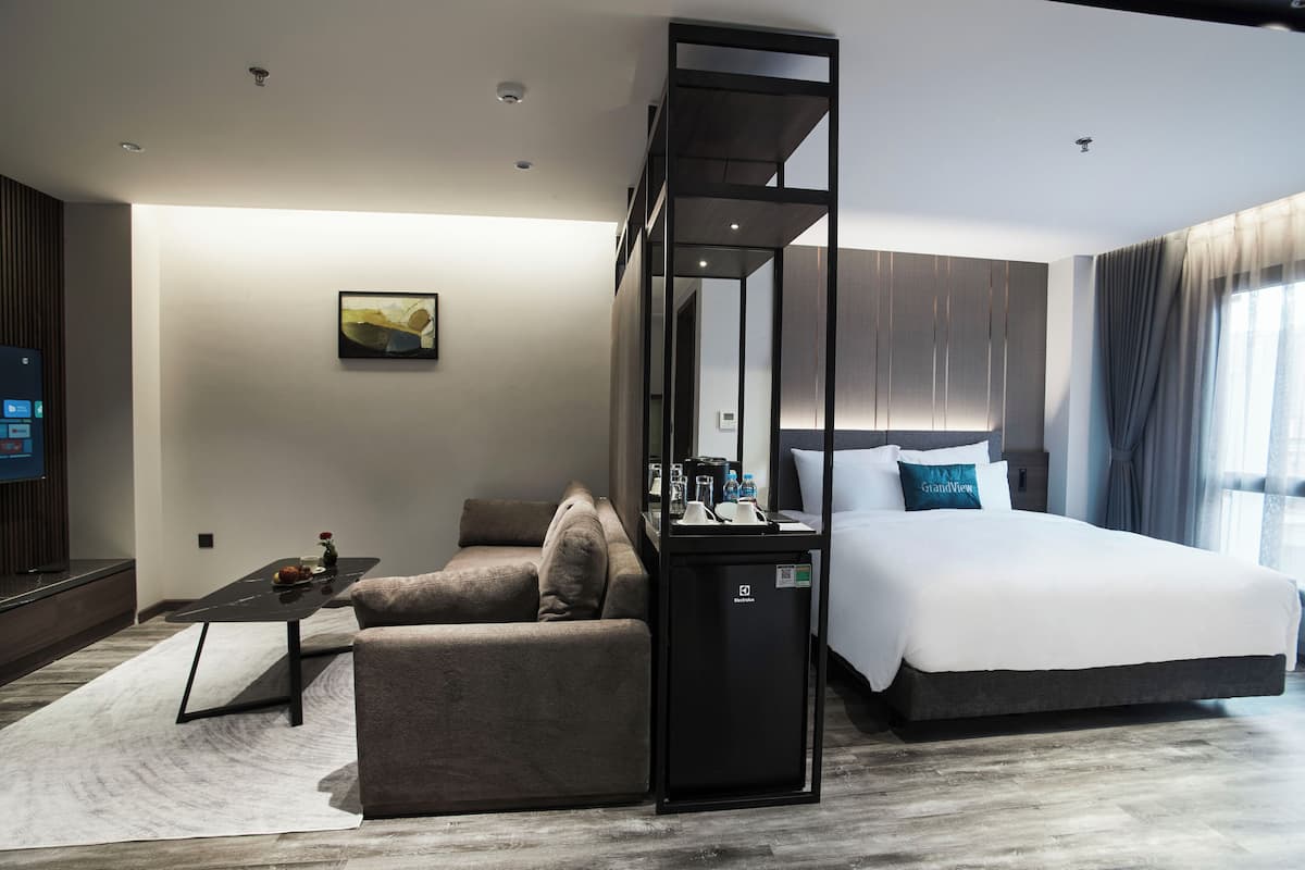 Panoramic Studio Suite | Living area | 55-inch Smart TV with premium channels