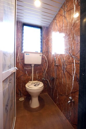 Douche, séchoir à cheveux, serviettes fournies