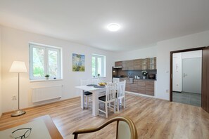 Apartment | Private kitchen | Fridge, microwave, stovetop, cookware/dishes/utensils - TVM Ostrava (Ostrava)