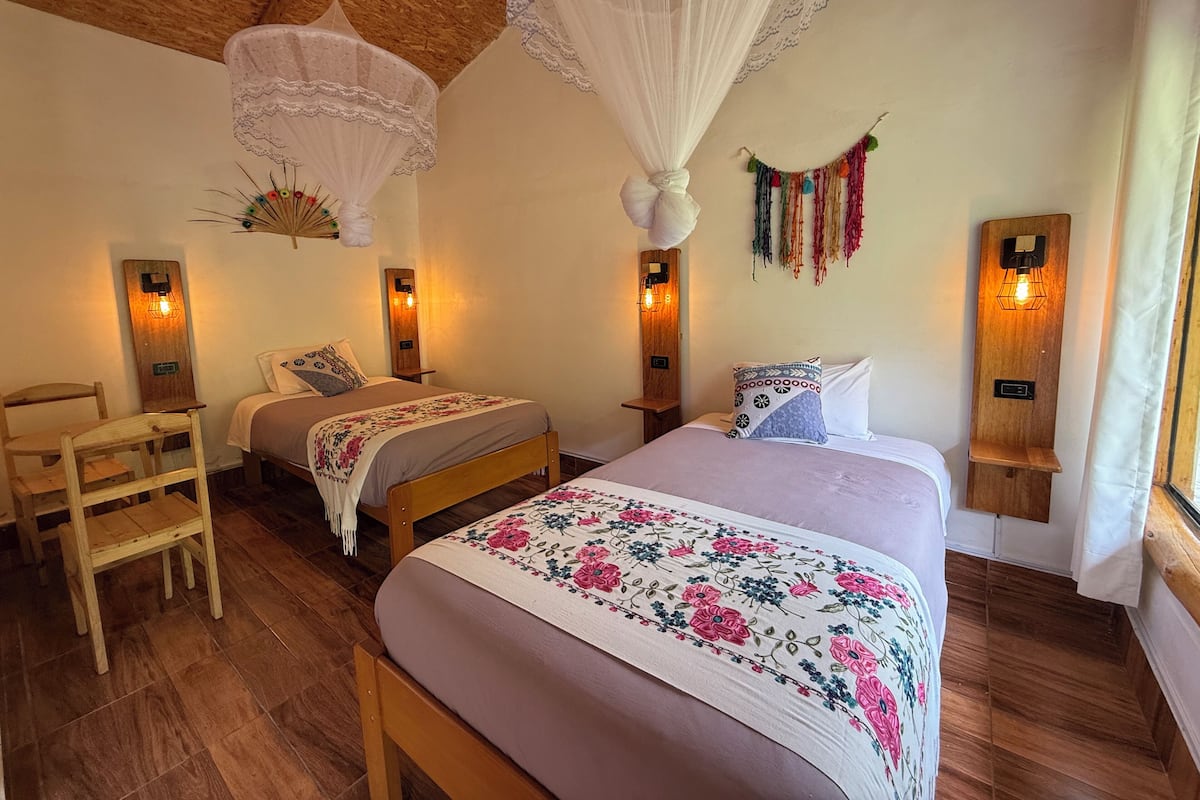 Habitación básica con 2 camas individuales, vista al jardín | Wifi gratis