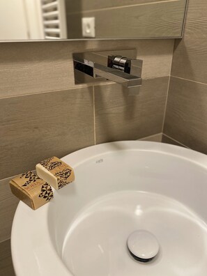 Regadera, secadora de cabello, bidet, toallas