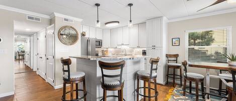 Microwave, dishwasher, coffee/tea maker