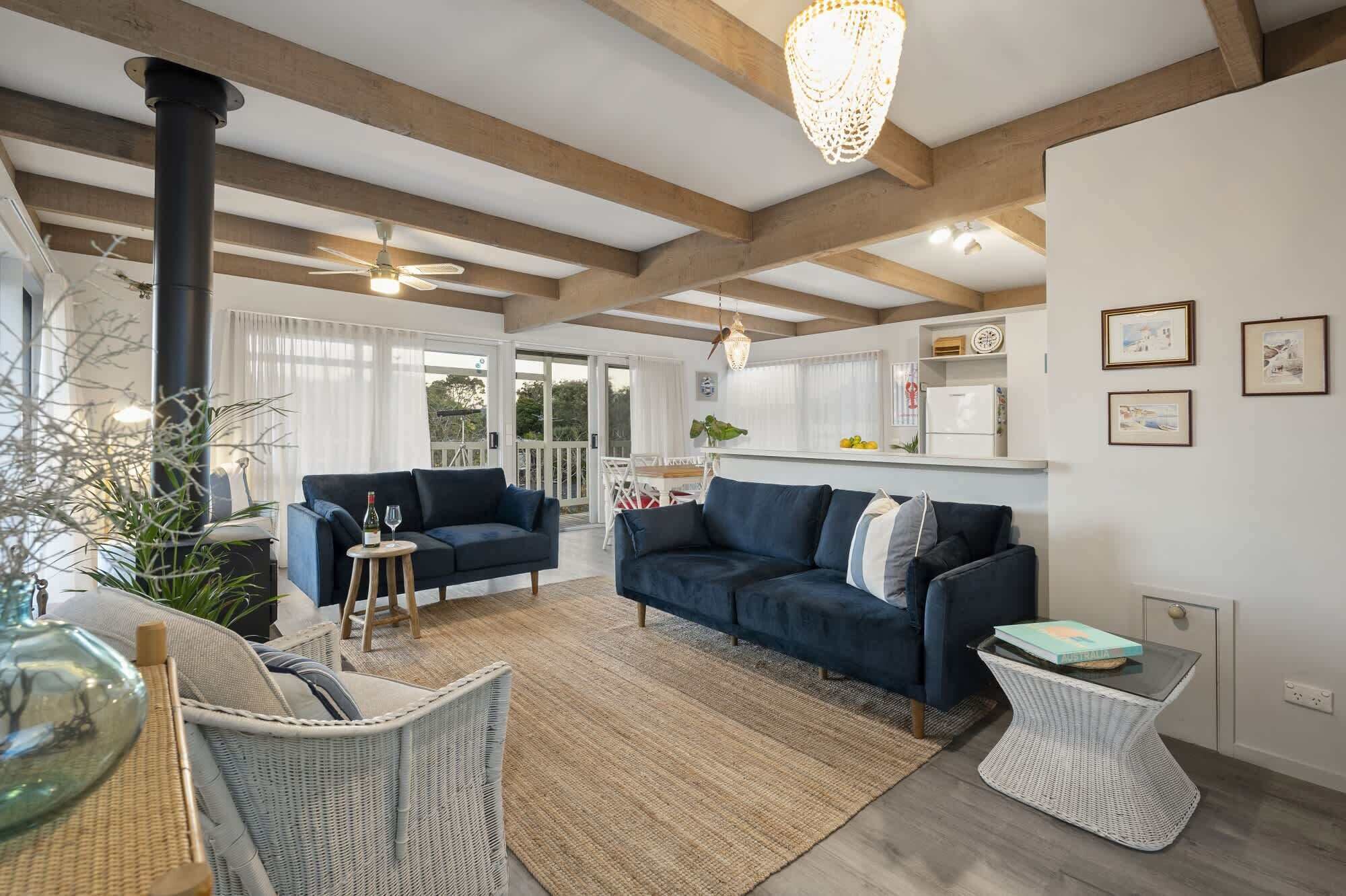 电视、壁炉、DVD 播放器