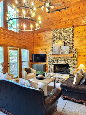 TV connectée, cheminée, lecteur de DVD