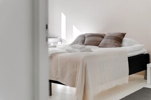 1 bedroom, desk, iron/ironing board, travel cot