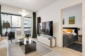 1 bedroom, desk, iron/ironing board, travel cot