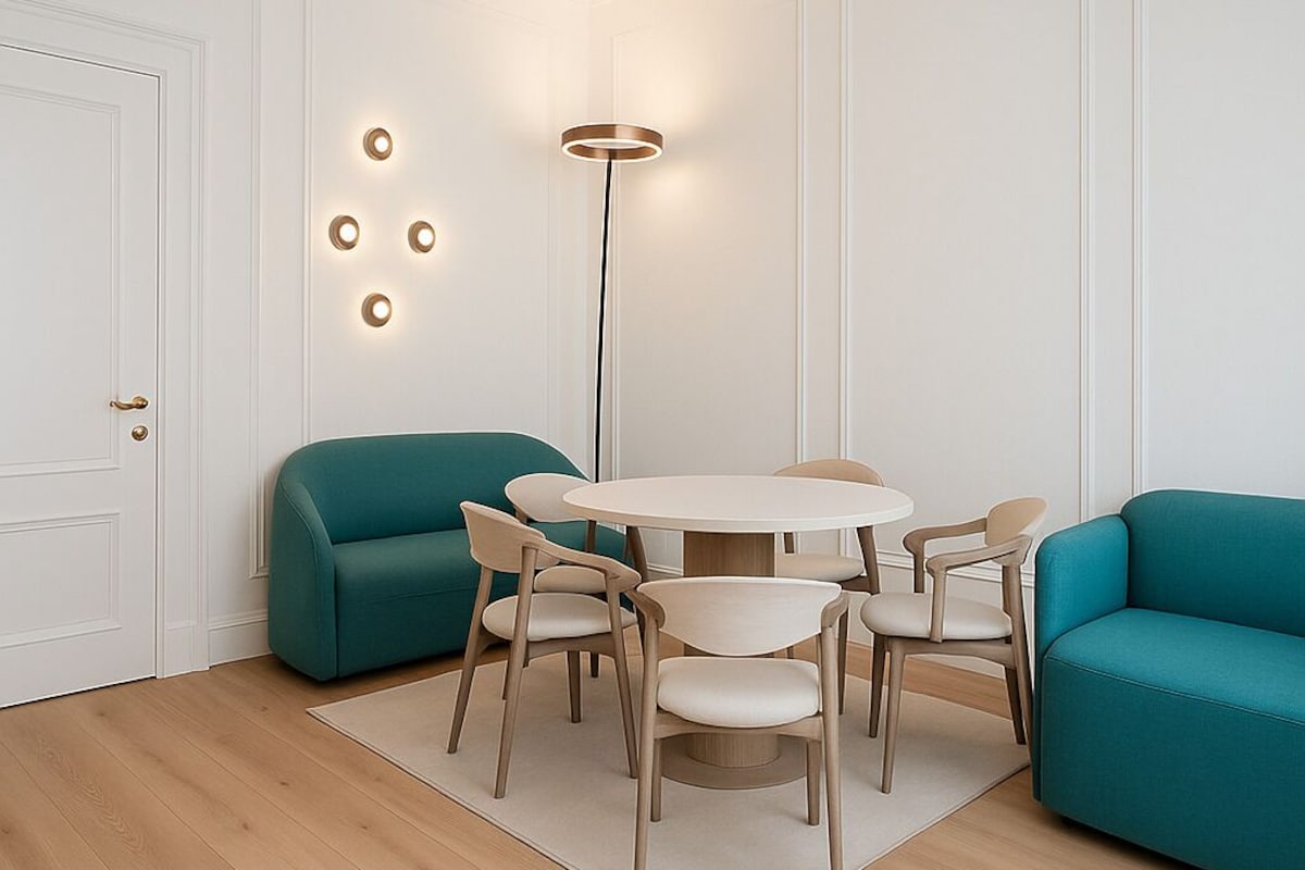 Luxe appartement, 1 slaapkamer, gedeeltelijk uitzicht op zee, op benedenverdieping | Woonruimte