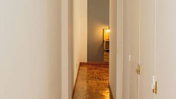 Desk, laptop workspace, blackout curtains, soundproofing