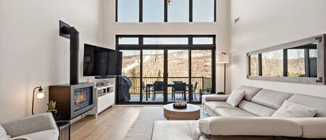 Smart TV, fireplace, stereo