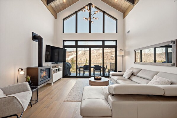 TV connectée, cheminée, chaîne hi-fi