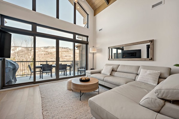 Smart TV, fireplace, stereo