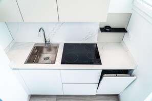 Fridge, microwave, dishwasher, high chair