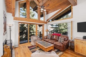 Fernseher, Kamin, Stereoanlage