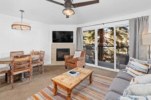 テレビ、暖炉、ステレオ