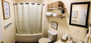 Towels, soap, shampoo, toilet paper