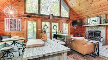 TV, fireplace, video games, DVD player