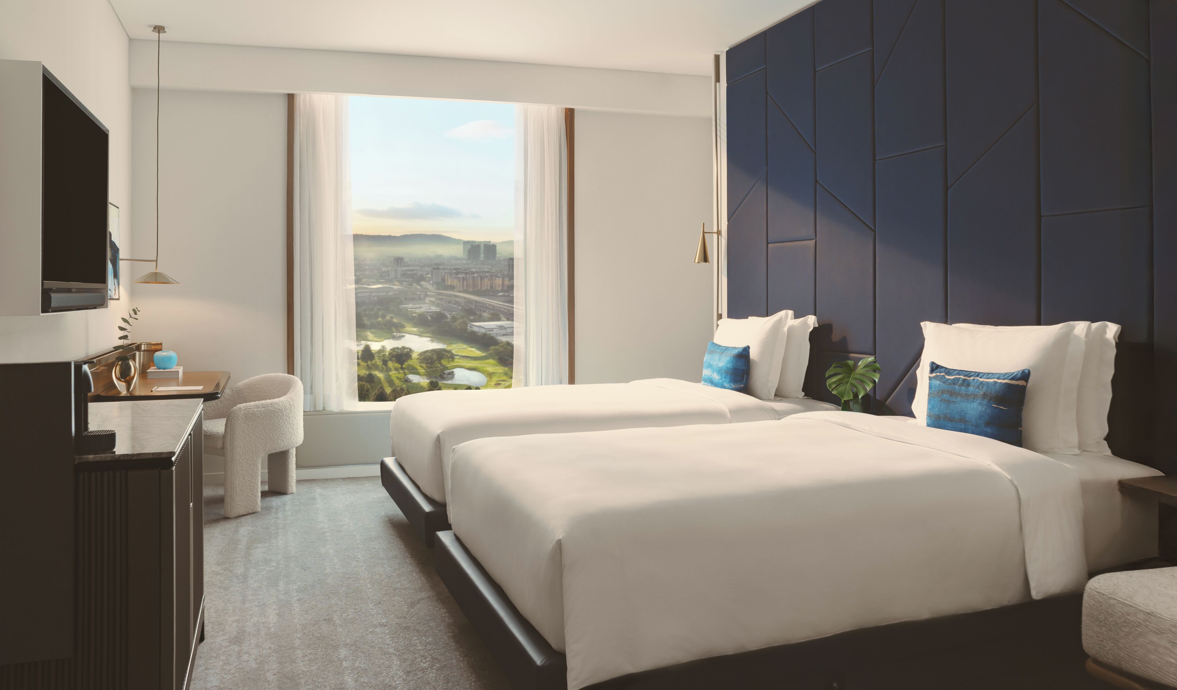 Premium Room, 2 Single Beds, Golf View (High Floor) | Premium bedding, in-room safe, desk, laptop workspace