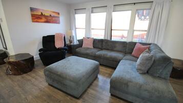 Smart TV, fireplace, video games, table football